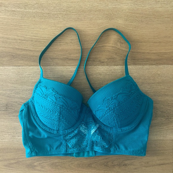 Teal Lace Long Line Bra – Lightly Lined Demi Coverage 34A (New Without Tags) - Picture 1 of 8